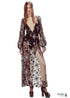 Vestido largo de encaje negro para mujer